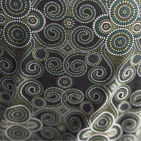 Prana Black & Green Patterned Long Sleeve Wrap Style V-Neck 3/4 Sleeve Dress - Picture 11 of 16